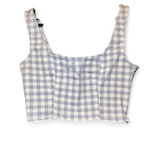 Forever 21 Blue and White Gingham Crop Top